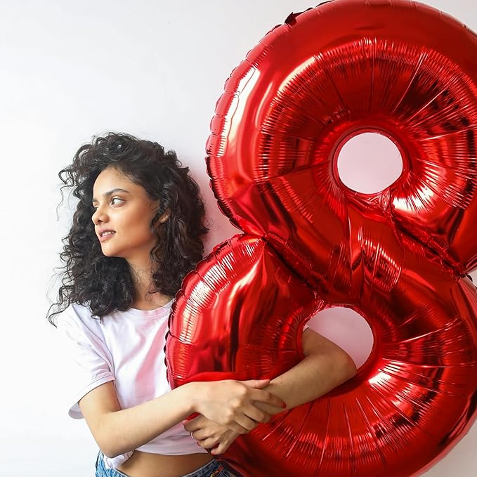 Smlpuame 40 inch Number Balloon 0-9 Red Large Number 8 Balloons,Digital Balloons for Birthday Party Celebration Decorations Supplies, Helium Foil Number Balloons for Wedding Anniversary