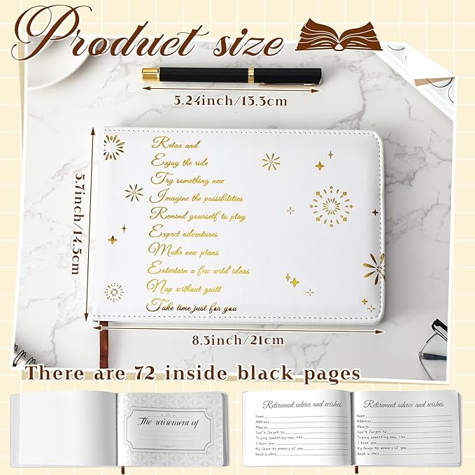 Ctosree Retirement Guest Book with Signature Pen Retirement Party Gift Supplies for Women Men Office Colleague Advice and Wishes Decorations(Firework)