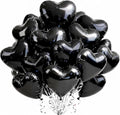 TONIFUL 30Pcs 18 Inch Black Heart Balloons Black Heart Shape Foil Mylar Balloons Decoration for Birthday Valentine's Day Wedding Bridal Shower Anniversary Engagement Party Supplies