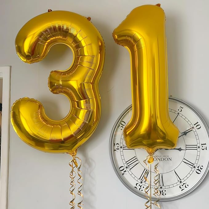 Gold 8 Balloon Number,40 Inch Number 8 Balloon Large Gold 8 Foil Mylar Helium Balloon for Birthday Party Decorations