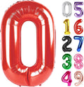 Red Number 0 Balloon 40 Inch, 0 Balloon Number for 10th 20th 30th 40th 50th 60th Birthday Decorations, Red Party Supplies