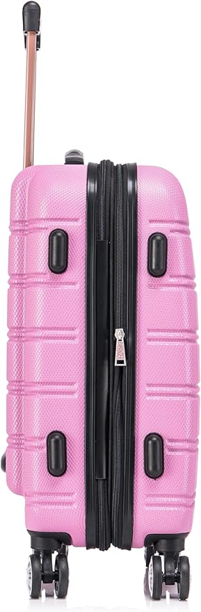 Rockland Melbourne Hardside 2 Piece Expandable Spinner Wheel Luggage Set, Carry-On 20" and Tote 14", Pink