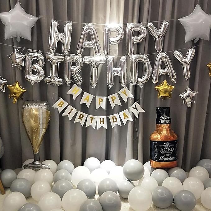 2 Set 52Pcs Silver Alphabet A-Z Letter Balloons 16in Balloon Foil Letter Decorations Party Decor Silver Letter Balloons Alphabet A-Z Party Supplies