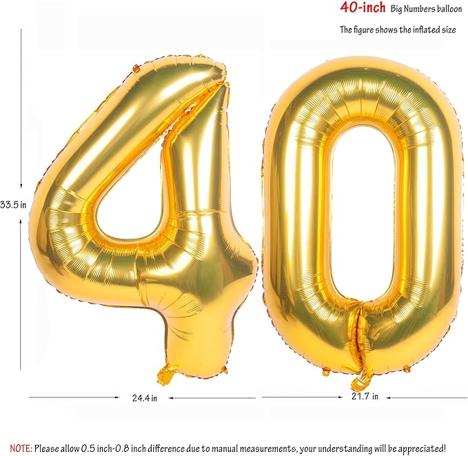 40 Inch gold Number Balloons Helium Foil Mylar Balloon Birthday Party banquet Decoration 40