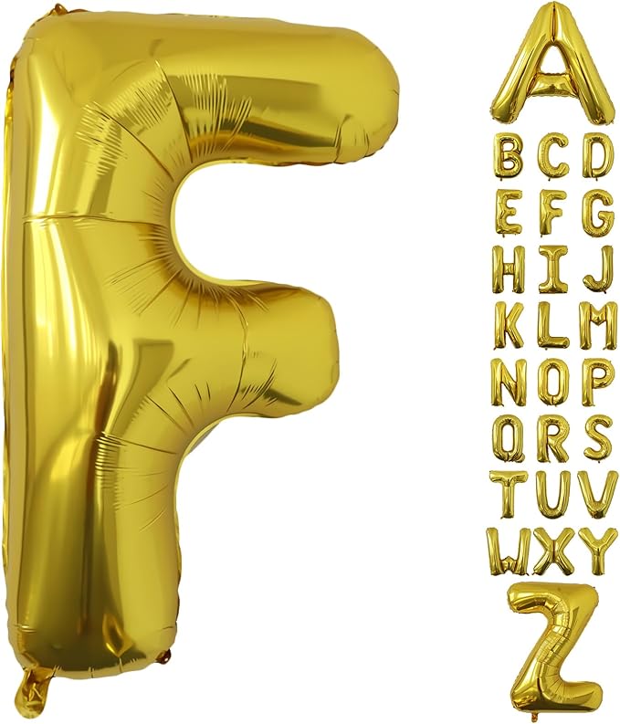 Letter Balloons Gold Party Balloon - 40 Inch Large Gold Letter F Balloon, Letter Balloon Birthday Decorations, Balloon for Women Men Anniversary Party Decorations Supplies