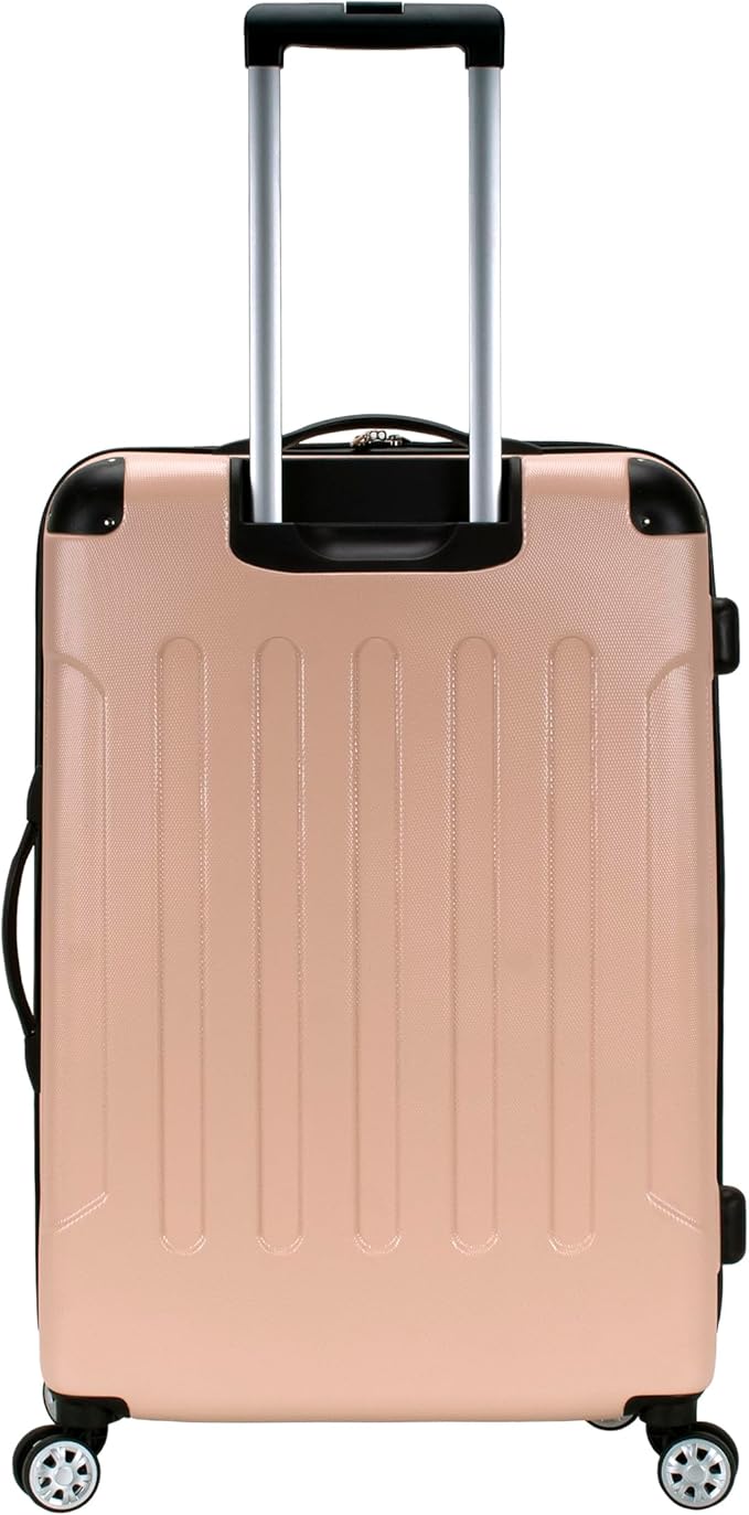Rockland London Hardside Expandable Spinner Wheel Luggage, Checked Large 28", Champagne