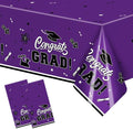 2-Piece 54 x 108 Inch Graduation Plastic Tablecloth – Graduation Disposable Rectangle Table Covers with “Congrats Grad” Design for Class of 2026 Party, School and Home Decorations