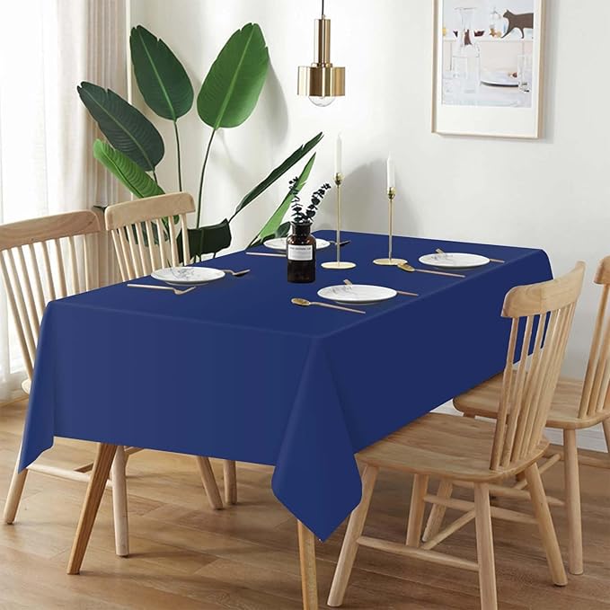 QIKSION Navy Blue Plastic Table Cloth Disposable 3 Pack, 54 x 108 Inch Tablecloths for Party, Graduation, Patriotic, Veterans Day Decorations, Dark Blue Rectangle Table Cover