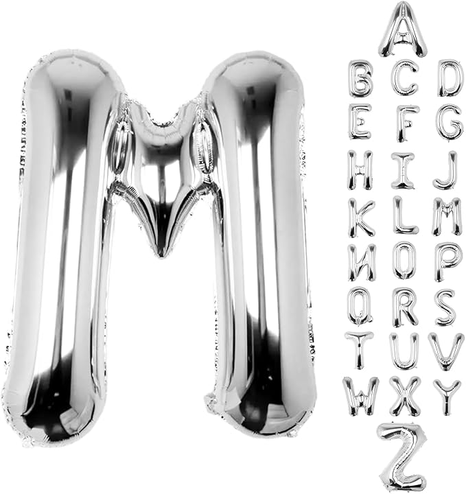 Letter Balloons 40Inch Large Giant big Foil Mylar Silver Balloons M for Birthday Party Decorations