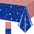 1Pcs Patriotic Tablecloths for 4th of July Decorations,Red White Blue Star Plastic Disposable Table Cover for Fourth of July Memorial Patriotic Day Independence Veterans Day Party Supplies,54x108 Inch