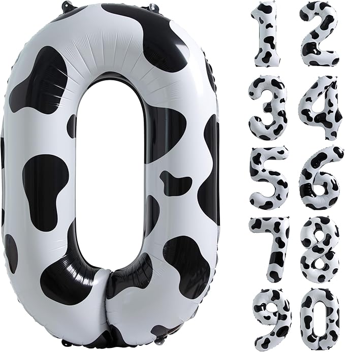 Cow Print Balloon Birthday Decorations Supplies,40 inch Number 0 Balloon | Cow Themed Birthday Party Decorations | Farm Barn Decor for kids,Girl,Boy