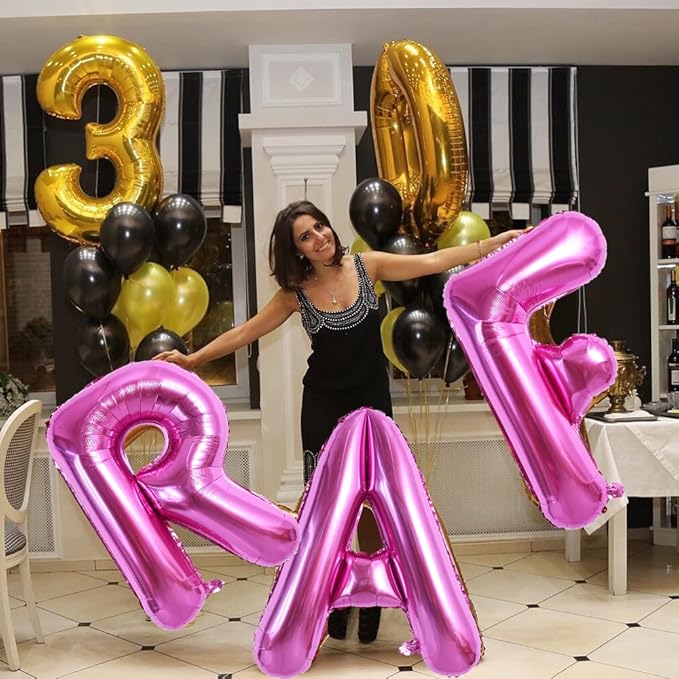 TONIFUL 40 Inch Large Rose Red Letter F Balloons - Giant Hot Pink Alphabet Letter Balloons for Birthday Party Anniversary Supplies Decorations