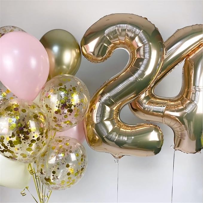 Champagne Gold 21st Birthday Balloons for Her, 40In Light Gold Foil Number 21 Balloons for Boys Girls, Birthday Party Balloons Numbers 2 and 1 for Women Men 12th 21st Anniversary Decorations Supplies