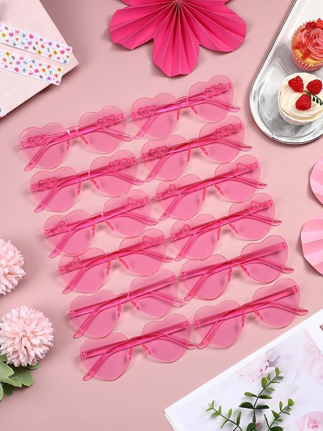 12 Pairs Heart Shaped Sunglasses Rimless Star Glasses for Men Women Party Favors Fun Colorful Glasses Accessories