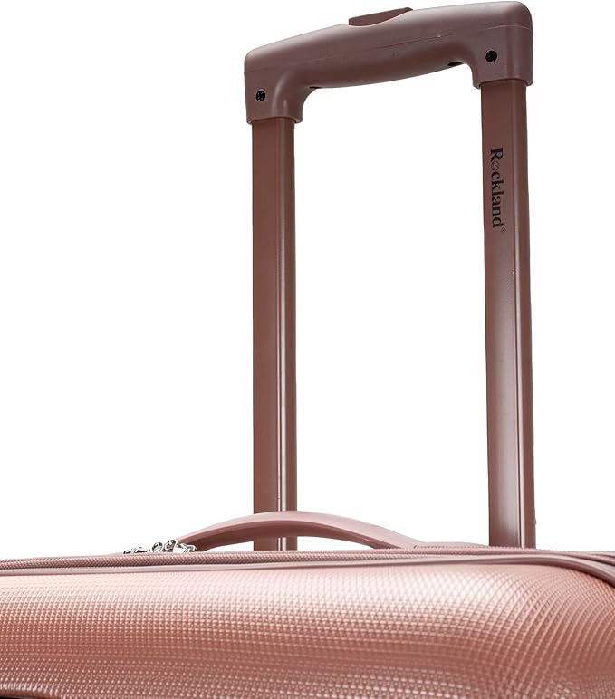 Rockland Melbourne Hardside Expandable Spinner Wheel Luggage, Checked Large 28", Rose Gold