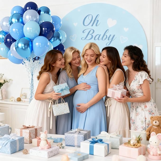 Blue Balloons, 60Pcs 12 Inch Metallic Blue Navy Pearl Light Chrome Blue Latex Balloons for Birthday Graduation Father's Day Wedding Party Decoration