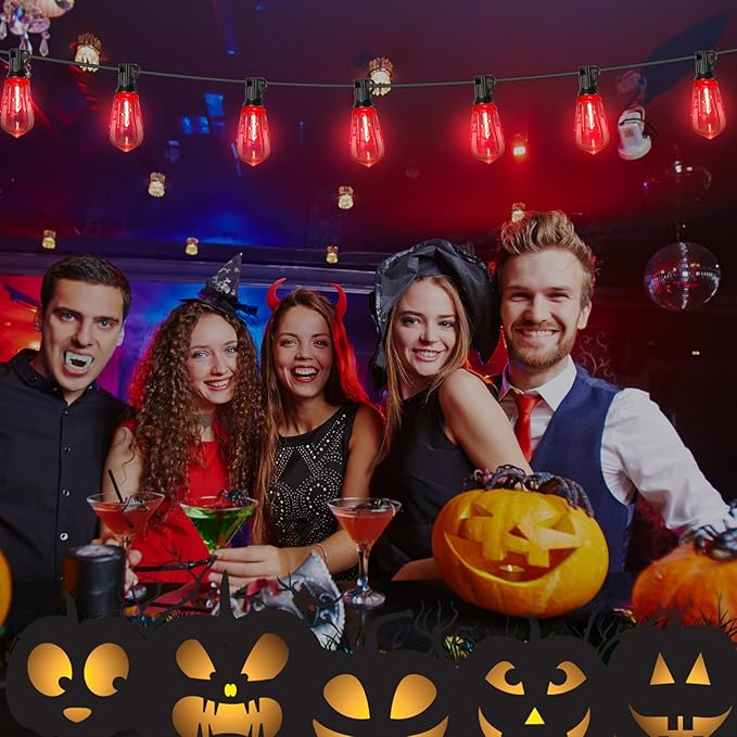 10FT Halloween Blood and Tear Decoration String Lights, ST40 Flickering Flame String Light with 10 Flame Blood and Tears Bulbs, Hanging Outdoor Halloween Lights for Patio Garden Party Backyard