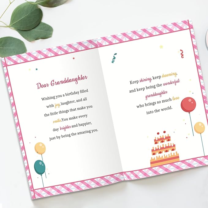 Granddaughter Birthday Card, Funny Birthday Card Gifts for Granddaughter from Grandma Grandpa-8x5.3 Inches, Double-Sided