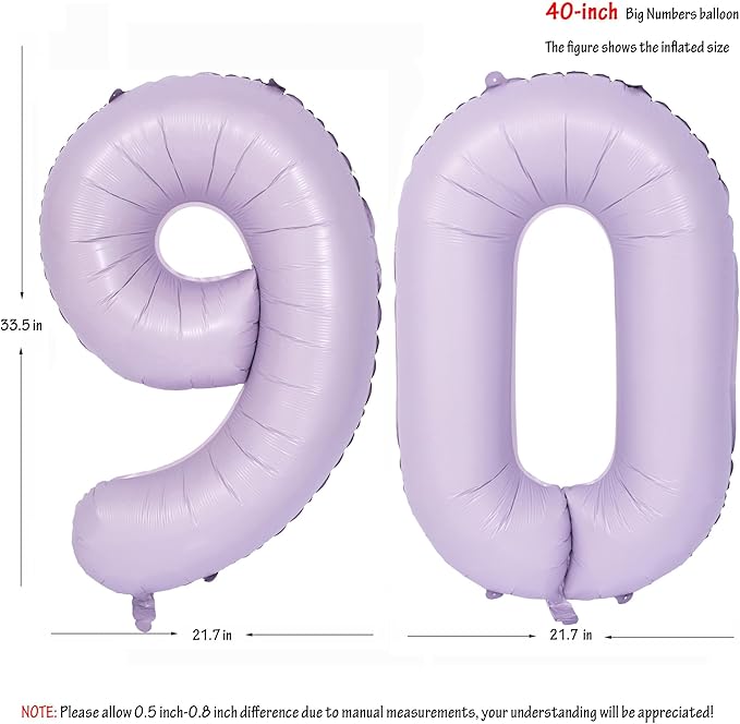 40 In Matte Purple Number Balloons Helium Foil Mylar Balloon Birthday Party banquet Decoration Digital 90