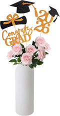 Gexolenu 16 PCS Orange and Black Double-Sided 2026 Graduation Centerpieces for Tables, 2026 Table Toppers Party Centerpiece Sticks Party Supplies, Graduation Party Decorations Class of 2026, Set of 4