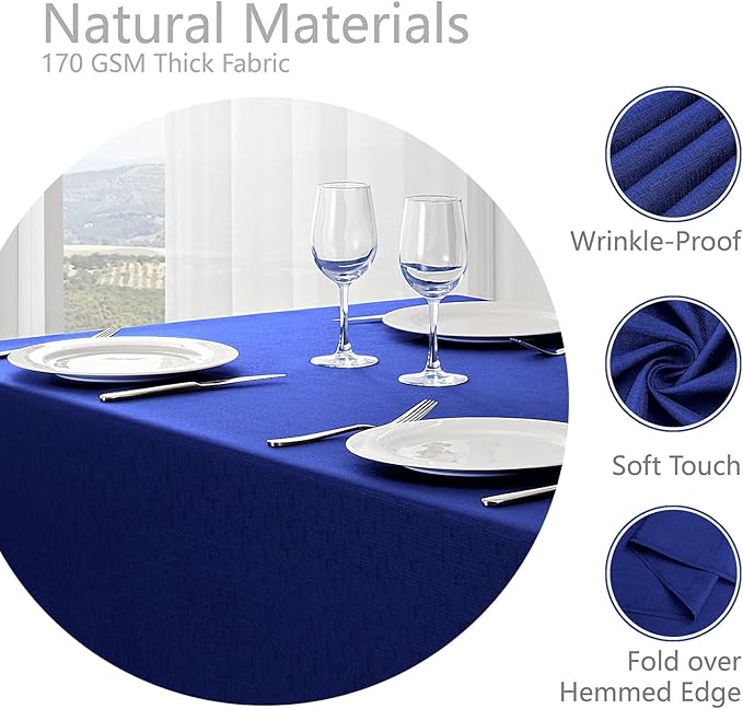 Rectangle Tablecloth Waterproof 60x144 inch Linen Textured Table Cloth Stain and Wrinkle Resistant Washable, Decorative Fabric Table Cover for Dining, Party and Camping, Royal Blue