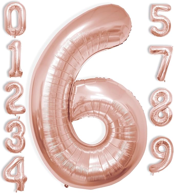 40 Inch Large Rose Gold Number Celebration and Decoration Balloon for Birthday Parties, Graduations, Anniversaries, Weddings, Photo Shoots, Special Events (Rose Gold Number 6)