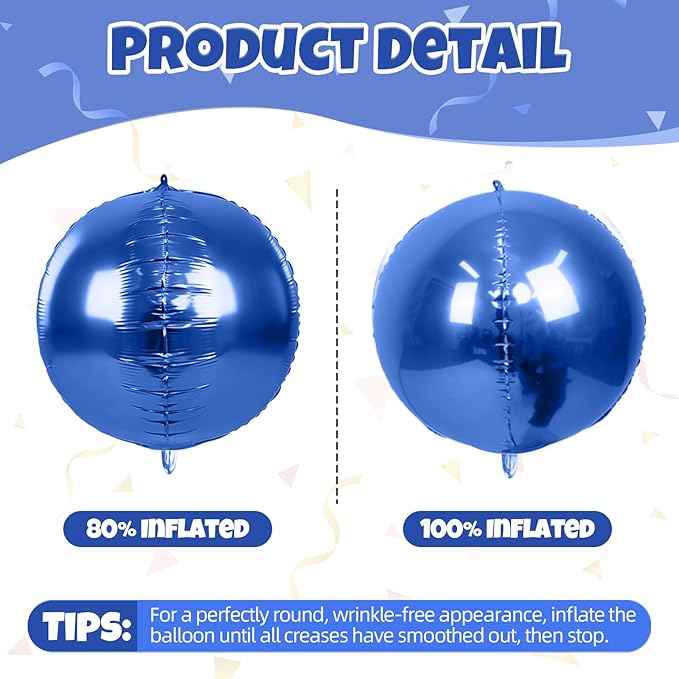 Biapian 12 Pcs Navy Blue Round Foil Balloons, 22" 18" 15" 10" 4D Round Ball Shape Balloon, Giant Dark Blue Metallic Balloons for Birthday Party Baby Shower Graduation Disco Prom Decorations Supplies