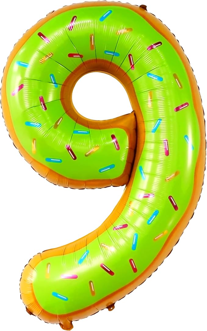 KatchOn, Huge Number 9 Donut Balloon - 40 Inch | Foil 9 Birthday Balloon for 9th Birthday Decorations | 9th Anniversary Decoration | Donut Birthday Party Decorations