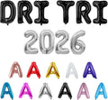BALLOON VIBE DRI TRI 2026 Balloons Banner - Party Backdrop for Triathlon & Race Day Celebrations - 16" Foil Letters with 4 Straws, Ribbon and Adhesive Dots