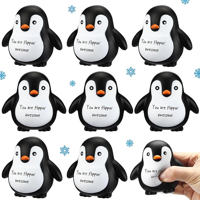 10 Pcs Penguin Stress Balls Emotional Relief Squeeze Stretchy Fidget Inspirational Animal Stress Balls Funny Penguin Plush Toy for Student Coworker Employee Teacher Social Worker