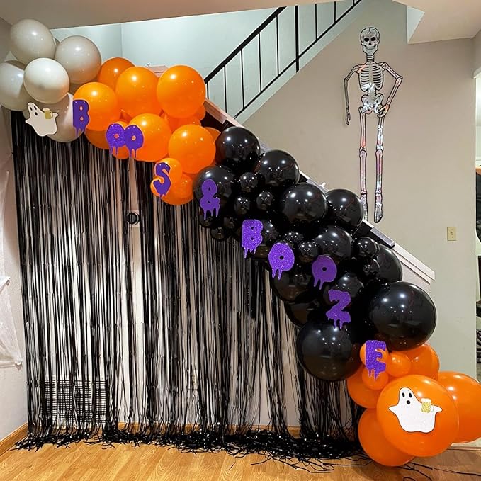 Black and Orange Balloons, 70Pcs 12inch Black Orange Latex Balloon and Confetti Balloons for Halloween Celebration Trick or Treat Party Spooky Ghost Party Bar Anniversary Graduation Decoration