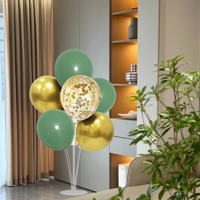 Green and Gold Balloon Stand Centerpiece Table Decorations for Birthday Woodland Baby Shower Party Decoration for Graduation 2026 New Years Eve (Green gold set4)