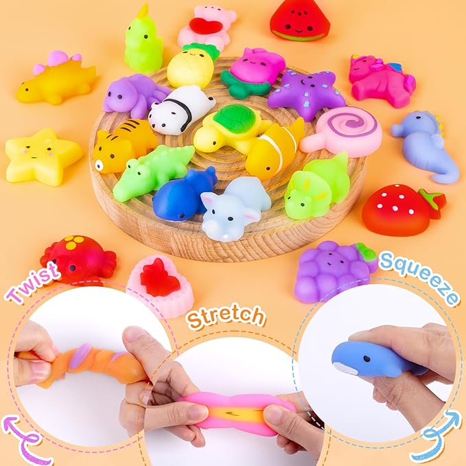 40 Pack Easter Basket Stuffers, Squishy Toys, Mochi Squishy Party Favors for Kids,Kawaii Squishies,Treasure Box Toys for Classroom Prizes, Easter Basket Gifts Goodie Bags Fillers Birthday Gift