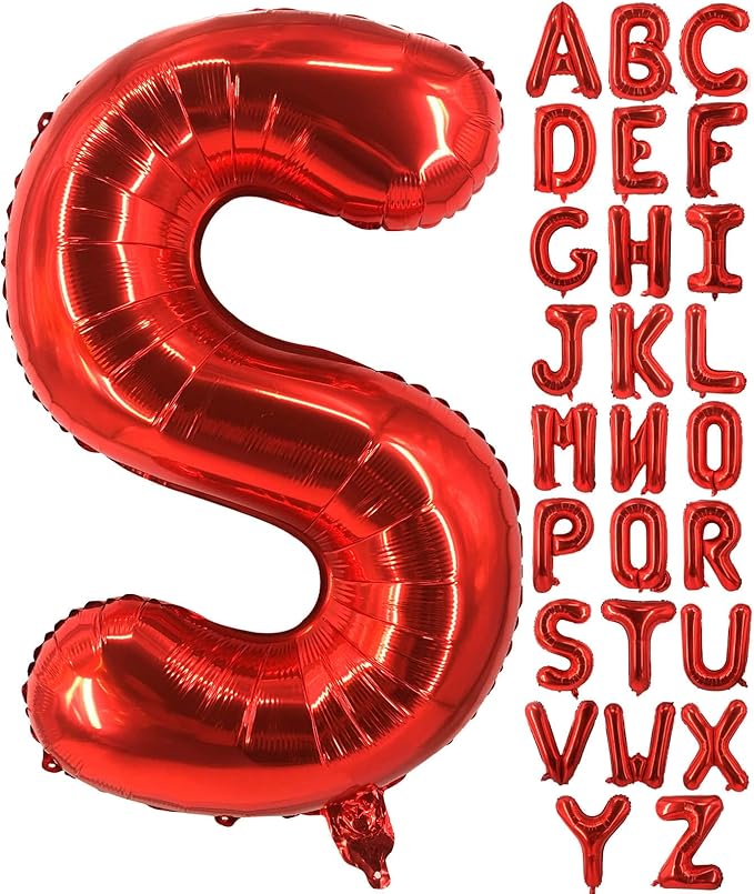 Lovoir 40 Inch Large Red Letter S Balloons Big Size Jumbo Mylar Foil Helium Balloon for Birthday Party Celebration Decorations Alphabet Red S