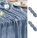 Wokceer Dusty Blue Cheesecloth Table Runner Spring 2Pack 10FT Boho Gauze Easter Cheese Cloth Table Runner for Party Long Rustic Sheer Runners for Baby Bridal Shower Wedding
