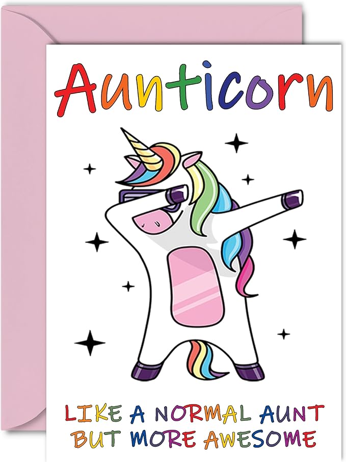 Stuff4 Aunt Birthday Cards for Her - Aunticorn - Funny Aunty Birthday Cards, A5 Birthday Greeting Cards, Happy Birthday Auntie Card Unicorn Awesome Aunt Present Gift from Nephew or Niece