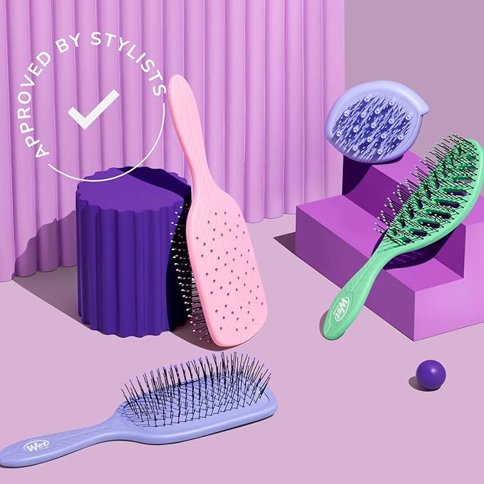 Wet Brush Go Green Mini Detangler, Pink - Detangling Travel Hair Brush - Ultra-Soft IntelliFlex Bristles Glide Through Tangles & Gently Loosens Knots While Minimizing Pain, Split Ends & Breakage