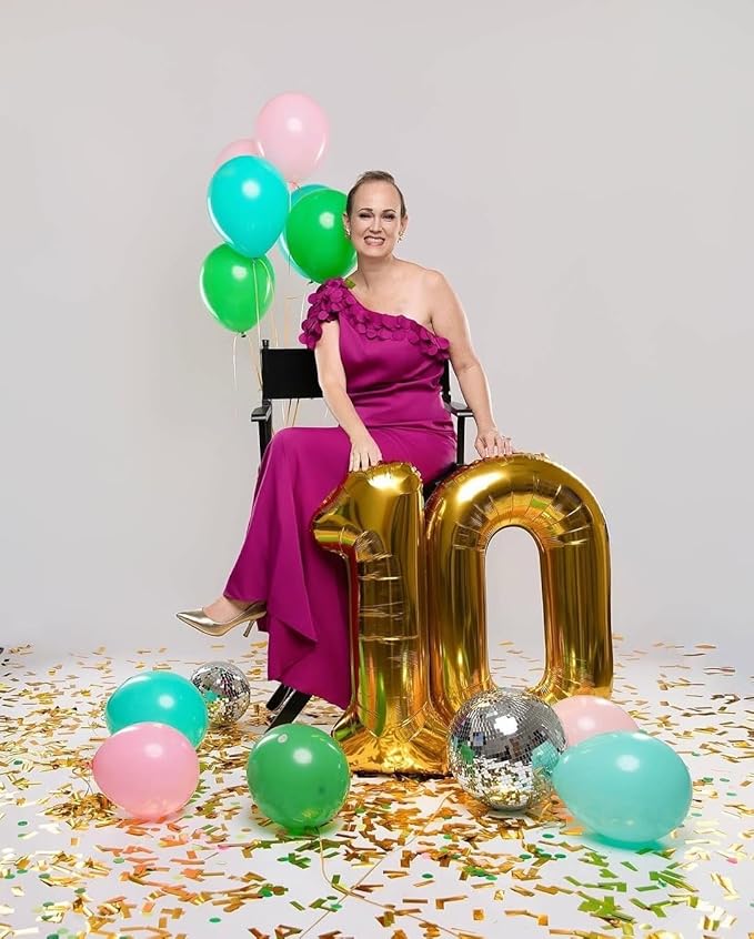 40 Inch Gold Number 8 Balloon, Giant 8 Number Balloons for 8th Birthday Decorations, Party Supplies for Baby Boy Girl, Gold Party Decor