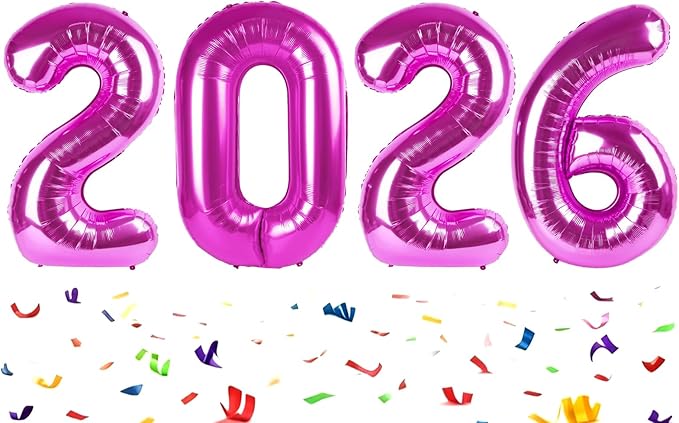 40 Inch Rosy Purple 2026 Number Balloon, Large Foil Number Balloons 2026 Graduation Balloons, New Years Decorations 2026 Rosy Purple