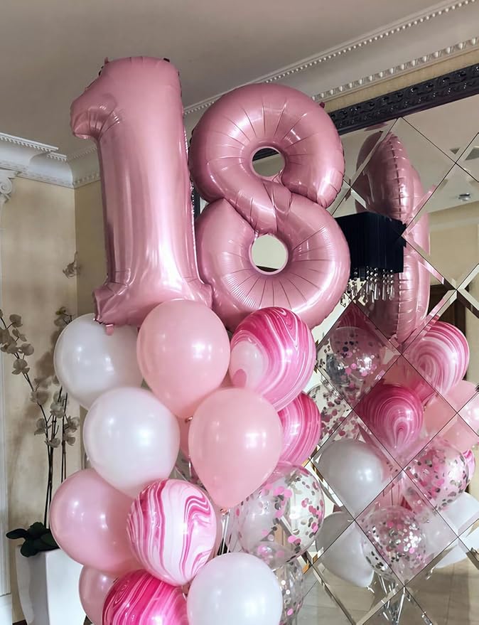 Pink Number 8 Balloons – 40 Inch Giant Foil Number Balloon, Light Pink Number Balloon for Girls Birthday, Baby Shower & Princess Theme Party Decorations