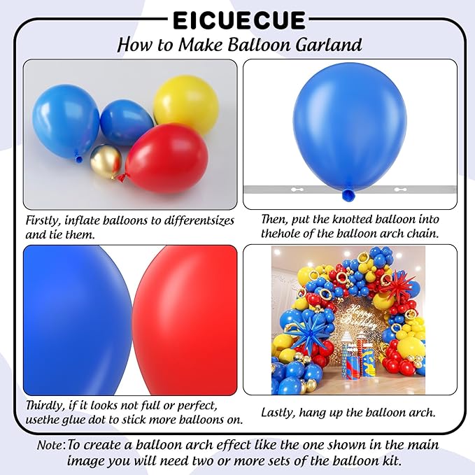 Red Blue Yellow Balloon Garland Arch Kit - 161Pcs Cartoon Hedgehog Theme Primary Color with Gold Circle Explosion Star Foil Balloons for Boys Kids Carnival Circus Birthday Party Decorations