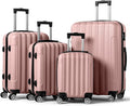 Karl home 4 Piece Luggage Sets, Travel Suitcase, Large Capacity Lightweight Luggage Sets with TSA Lock & Spinner Wheels, for Business, Travel, School Starts (16"/20"/24"/28"), Rose Gold