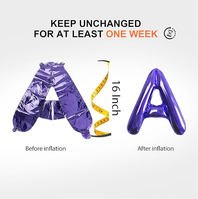 52 pcs Purple Foil Letter Balloons with Air Pump, 16 Inch 2 A-Z Sets - Mylar Alphabet Balloon Kit for Birthday Banner & Party Decorations