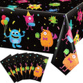 Buryeah 6 Pcs Monster Pattern Table Covers Plastic Birthday Table Cloths of Monster Pattern for Kids Boys Birthday Party Decoration Supplies, 54 x 108 Inch