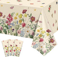 3 Pack Spring Floral Plastic Tablecloths, 54×108Inch Tea Party Tablecloth Rectangle Vintage Table Cloth Butterfly Wildflower Porcelain Table Decor for Easter Mother's Day Birthday Garden Wedding
