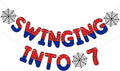 TaoBary Spider Theme 7th Birthday Banner, Pre-strung Swinging into 7 Banner, Spider 7th Birthday Decorations Party Supplies for Kids, Seventh Decor for 7 Year Old Boys Girls(Red and Blue)