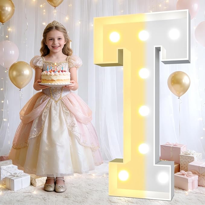 Pooqla 3FT Light Up Marquee Letters, Cool White and Warm White LED Large Lighted Marquee Letters, Giant Mosaic Letter Sign for Balloons Birthday Anniversary Wedding Party Decoration, Decor T