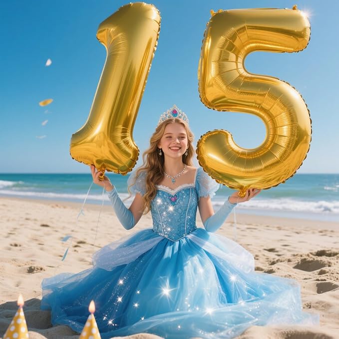 40 Inch Gold Balloon Number 5 Balloon Jumbo Mylar Foil Helium Balloon for 15 25 35 50 Big Giant Jumbo Huge Foil Mylar Balloons 55th 65th Birthday Balloons Men Women Party Decorations