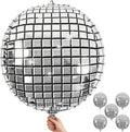 Disco Ball Balloons 32 Inch 5 Pcs 4D Ball Balloons Metallic Silver Disco Mylar Balloon Chrome for Birthday Bachelorette 70s 80s 90s Themed Graduation Retro New Year Eve Prom Party Decorations