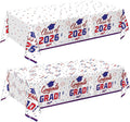 Oigco 2026 Graduation Decorations, 2 Pack Red and Blue Graduation Tablecloths Class of 2026, Congrats Grad Plastic Rectangle Table Cloths for Graduation Party Decorations, 54 x 108 Inch